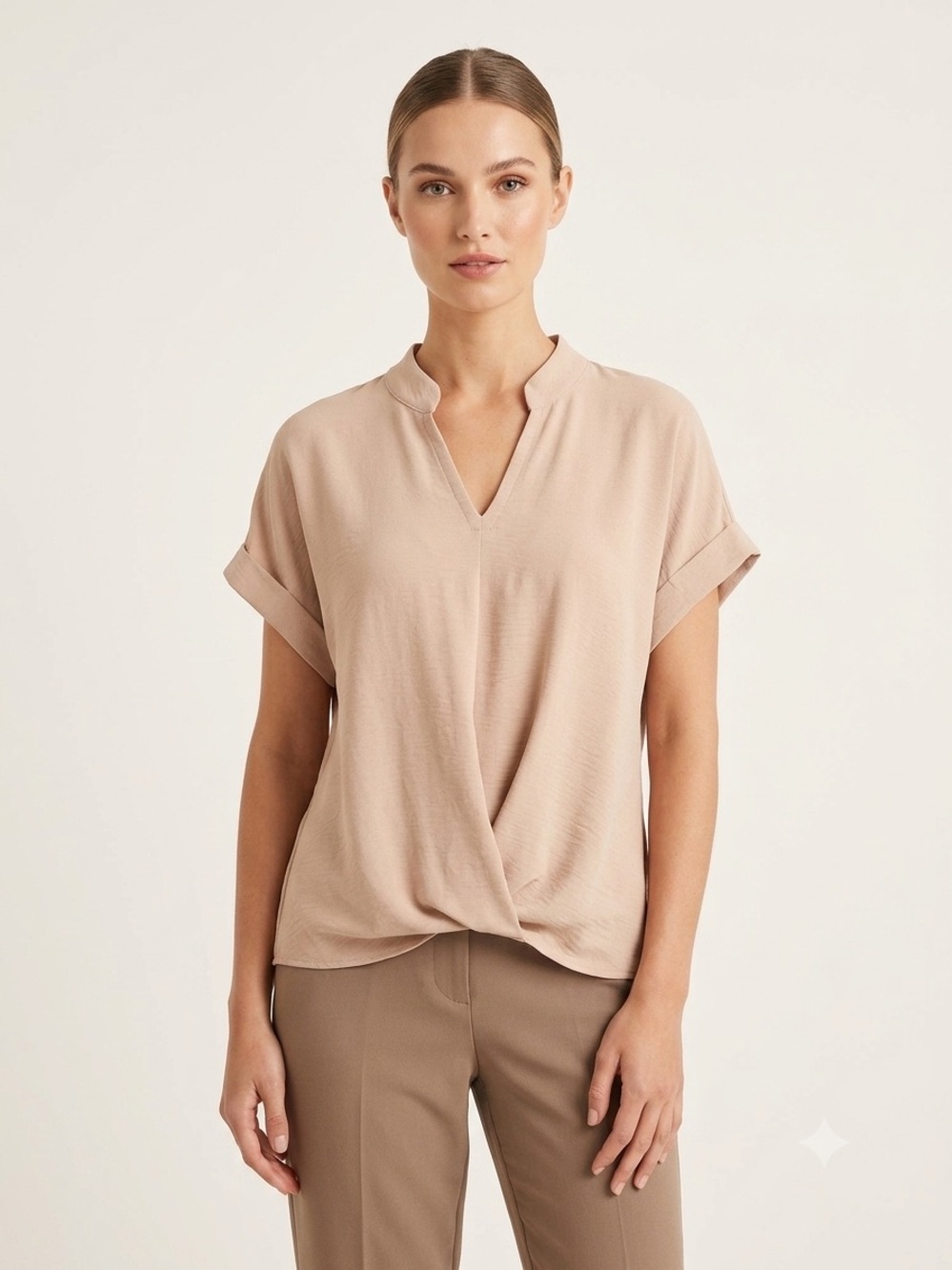 Love & Promise Blush Twist Front Dolman Blouse Large EUC